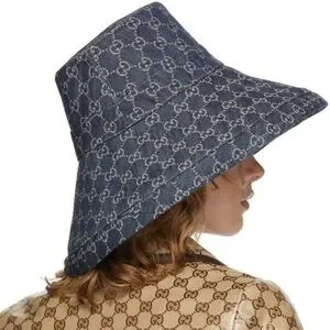 累積売上総額第１位【GUCCI】ECO WASHED DENIM WIDE BRIM HAT GUCCI Wide Brim Hat Eco Washed Denim Denim Blue 631958 | eBay